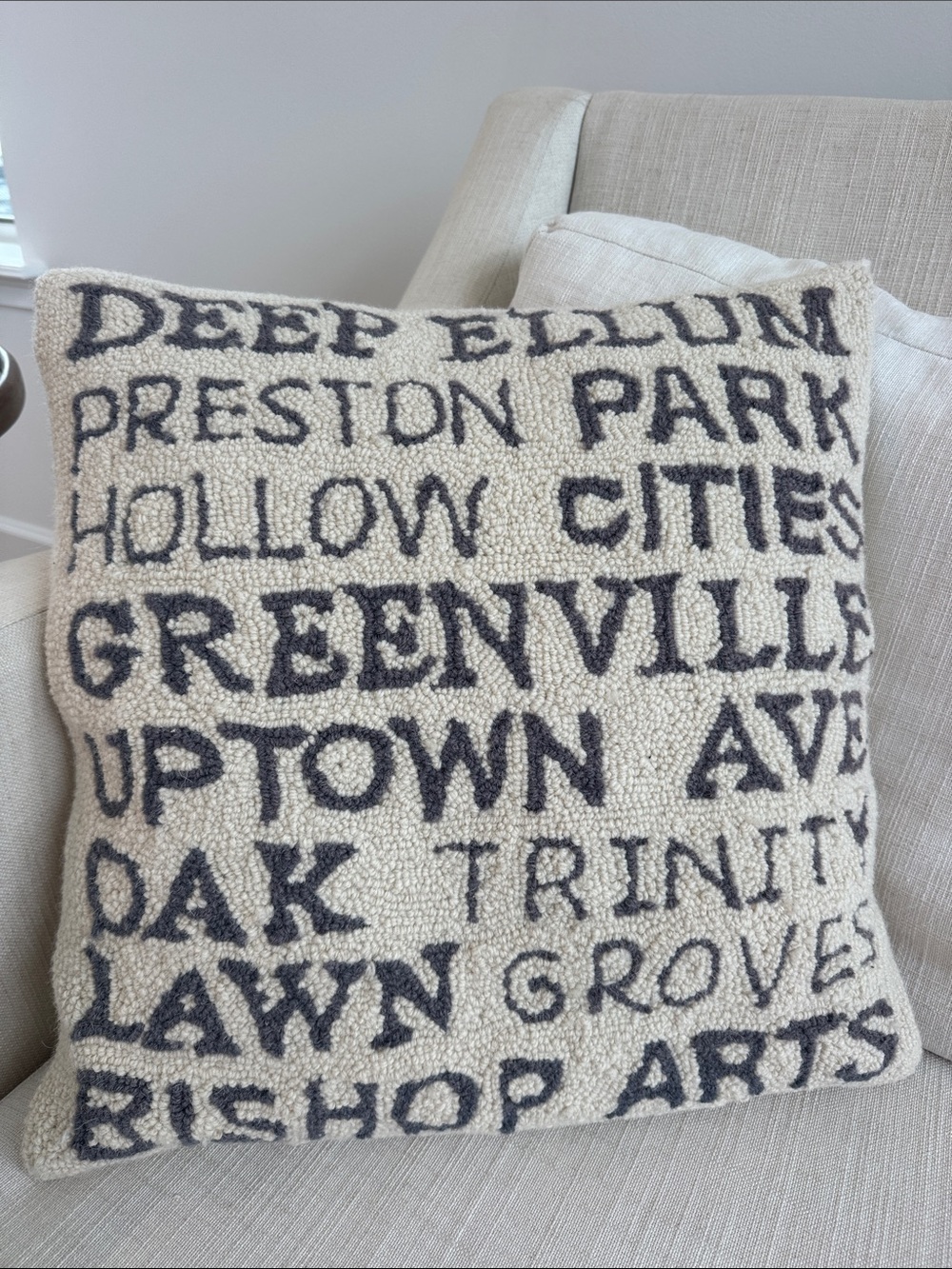 Ballard Designs Dallas Texas Ivory & Charcoal Neighborhood Pillow